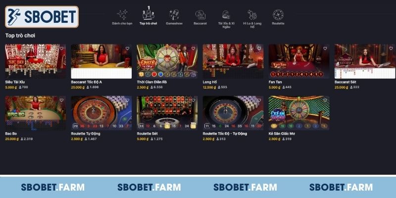 Các trò chơi Casino nổi bật nhất tại SBOBET đáng chọn