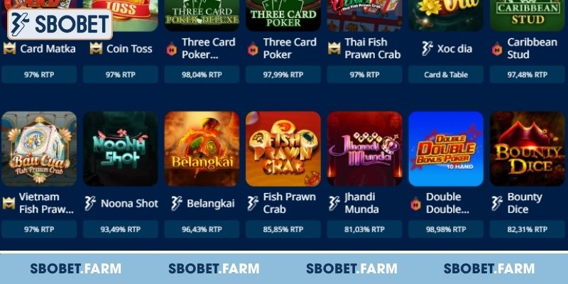 Top trò chơi game bài SBOBET nổi bật và độc đáo